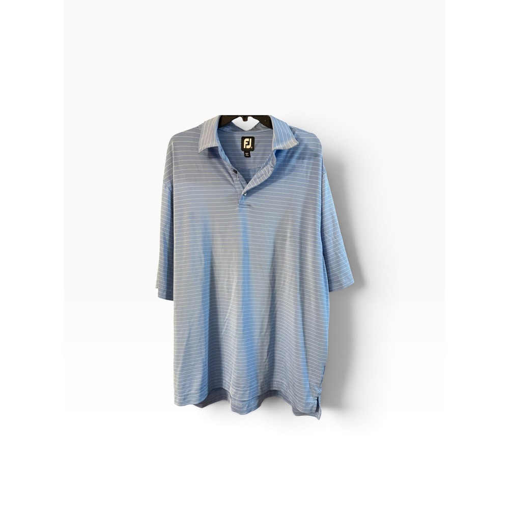FootJoy FJ ProDry Mens Light Blue Striped Golf Polo Shirt Short Sleeve Size XL